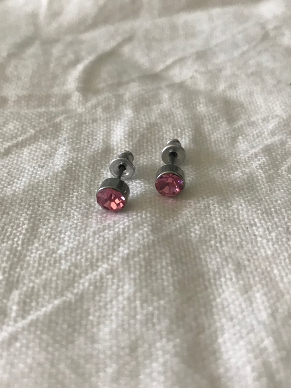 🌷2 for $5🌷 Pink Stud Earrings Round Circle Silver Tone Minimalist